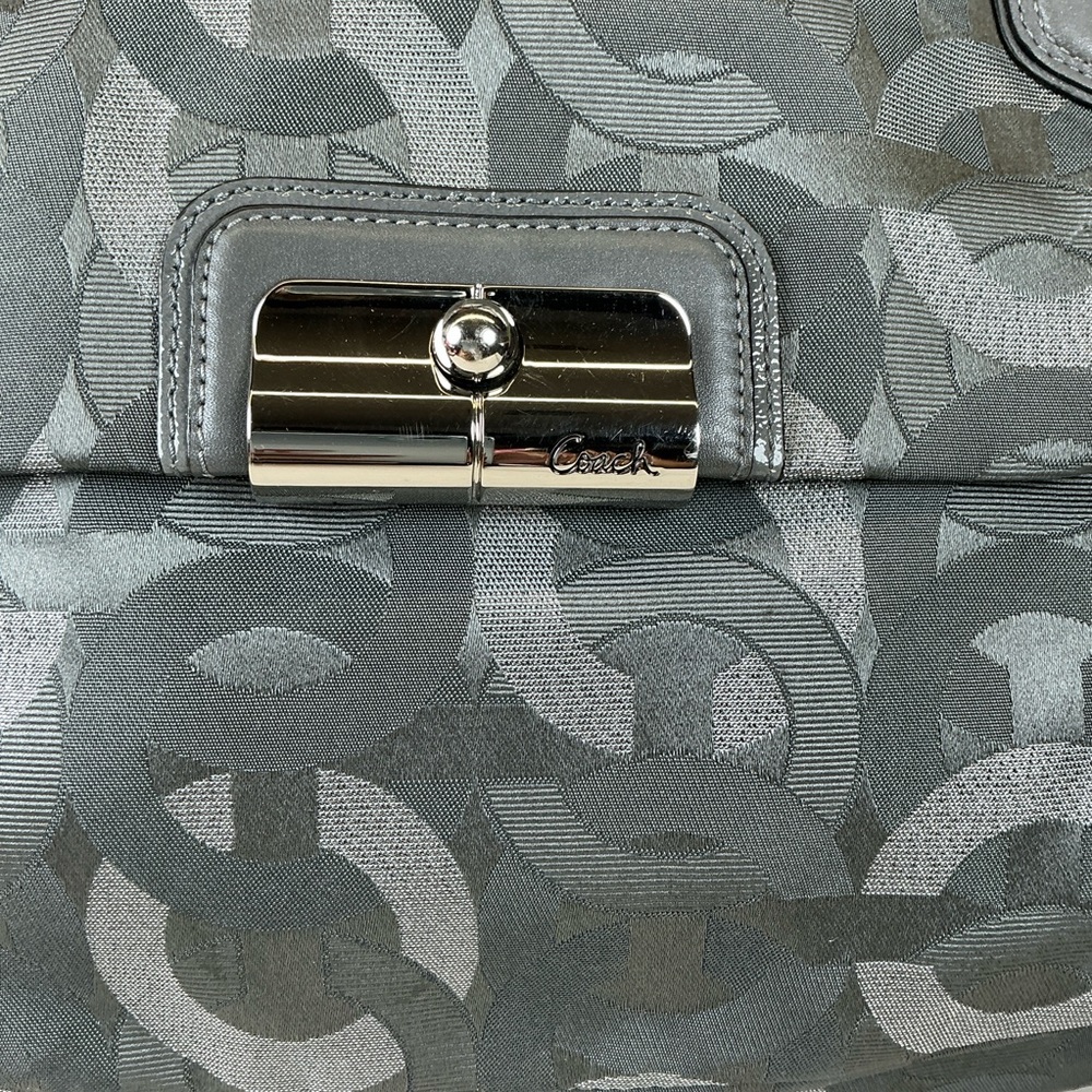 Coach Y2K Kristin 18286 Op Art Gray Silver Metallic Signature Hand Shoulder Bag‎ - Picture 4 of 15